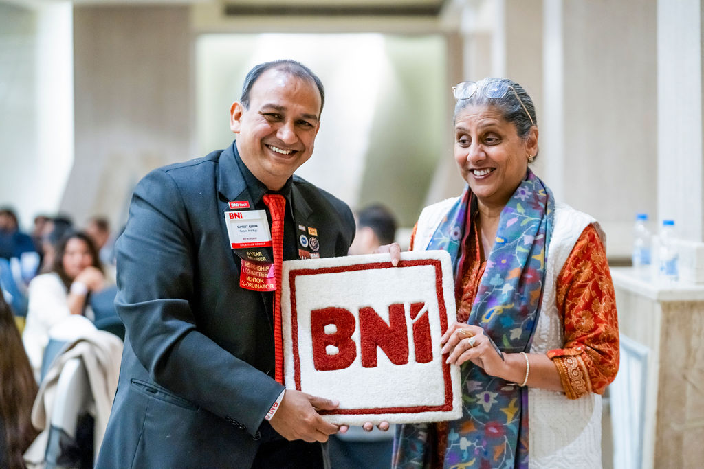 BNI members with BNI logo